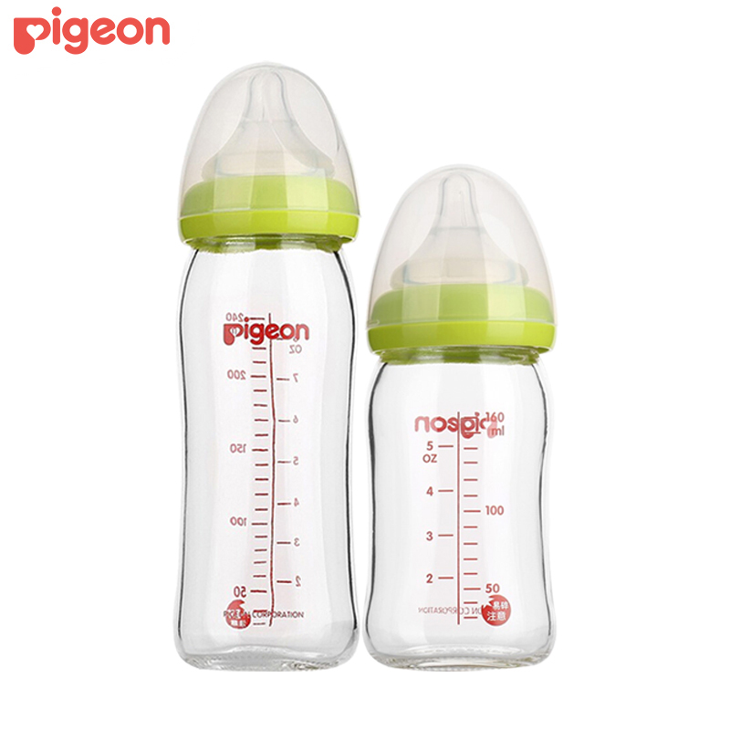 Pigeon贝亲新生婴儿玻璃奶瓶 宝宝宽口径自然实感奶嘴AA73