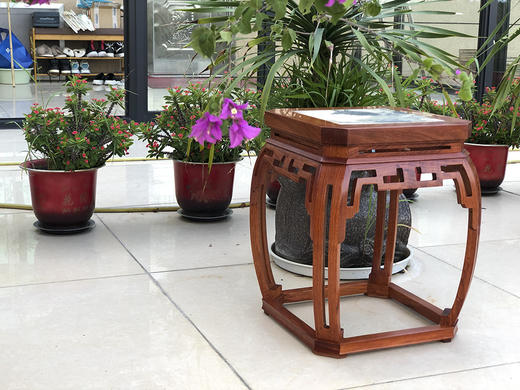 红桥红  家具严选  缅甸花梨（大果紫檀）  【云石面 35 仿故宫文竹方凳】 商品图3