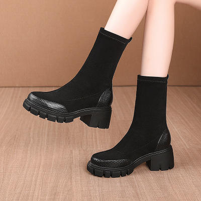 OLD 844 真皮正品马丁靴女英伦风2020年新款冬季绒里厚底增高切尔西短靴女春秋单靴 商品图0