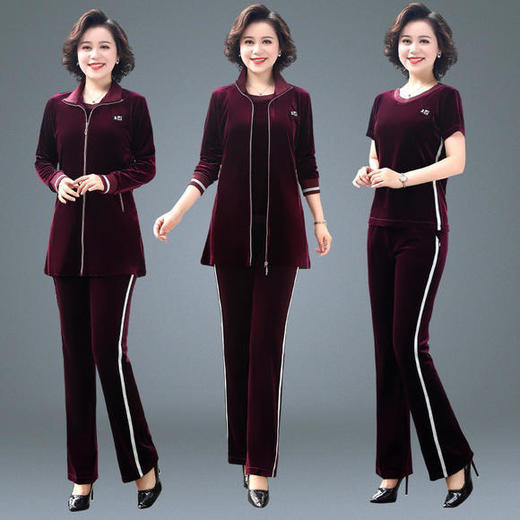 SP-BK112126新款时尚气质休闲金丝绒三件套 商品图0