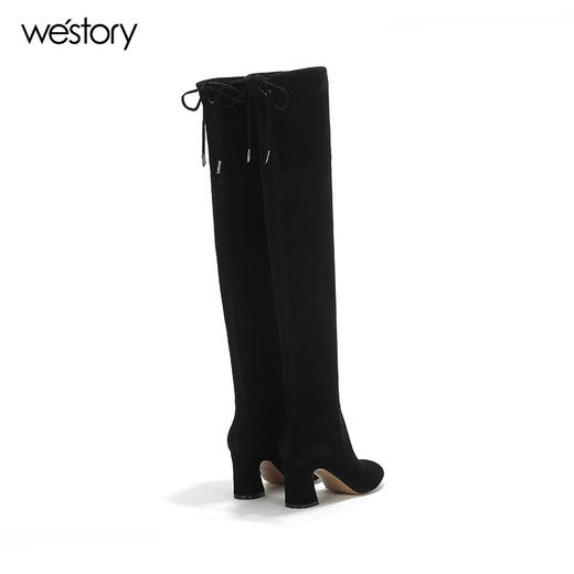 Westory秋冬新款长筒靴绒面中跟长靴女拉链筒靴W274Q80281 商品图3
