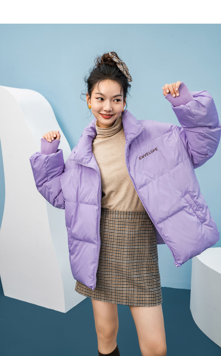 茵曼羽绒服女短款2020年冬新款立领保暖时尚小个子白鸭绒印花外套