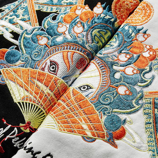 中国风国潮秋季新款宽松京剧脸谱刺绣连帽卫衣男学生国潮帽衫外套 商品图1