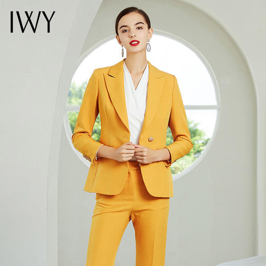 IWY/黄色蓝色长袖西装长裤套装CP8310-Y 商品图2
