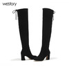 Westory秋冬新款长筒靴绒面中跟长靴女拉链筒靴W274Q80281 商品缩略图4