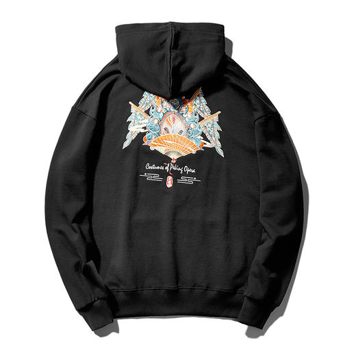 中国风国潮秋季新款宽松京剧脸谱刺绣连帽卫衣男学生国潮帽衫外套 商品图4