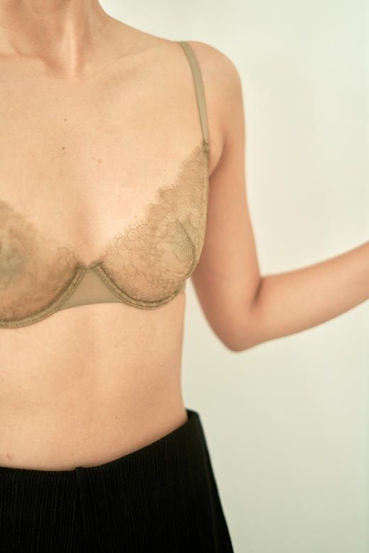 Her Senses｜生长 02-B014-YN- 睫毛蕾丝3/4杯钢圈  [ 黑 / 灰绿 ] 商品图2