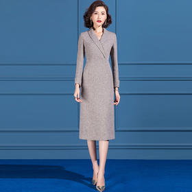 SSGS-42031驼色毛呢连衣裙