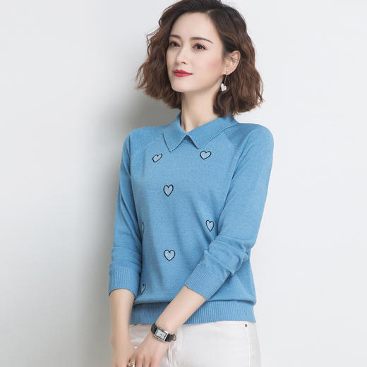 FCY-FQ518宽松长袖针织衫娃娃领套头毛衣女打底衫 商品图1