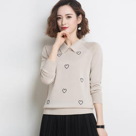 FCY-FQ518宽松长袖针织衫娃娃领套头毛衣女打底衫