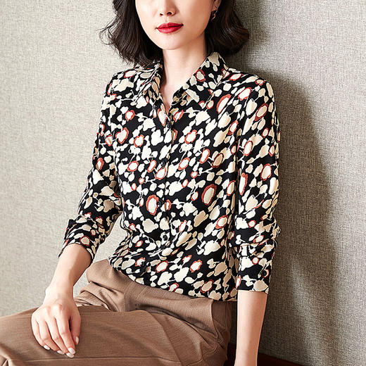 KQL  515T2170小碎花雪纺衬衫百搭大码上衣 商品图0