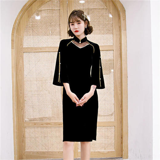 2020新款丝绒复古旗袍YT-2190 商品图0