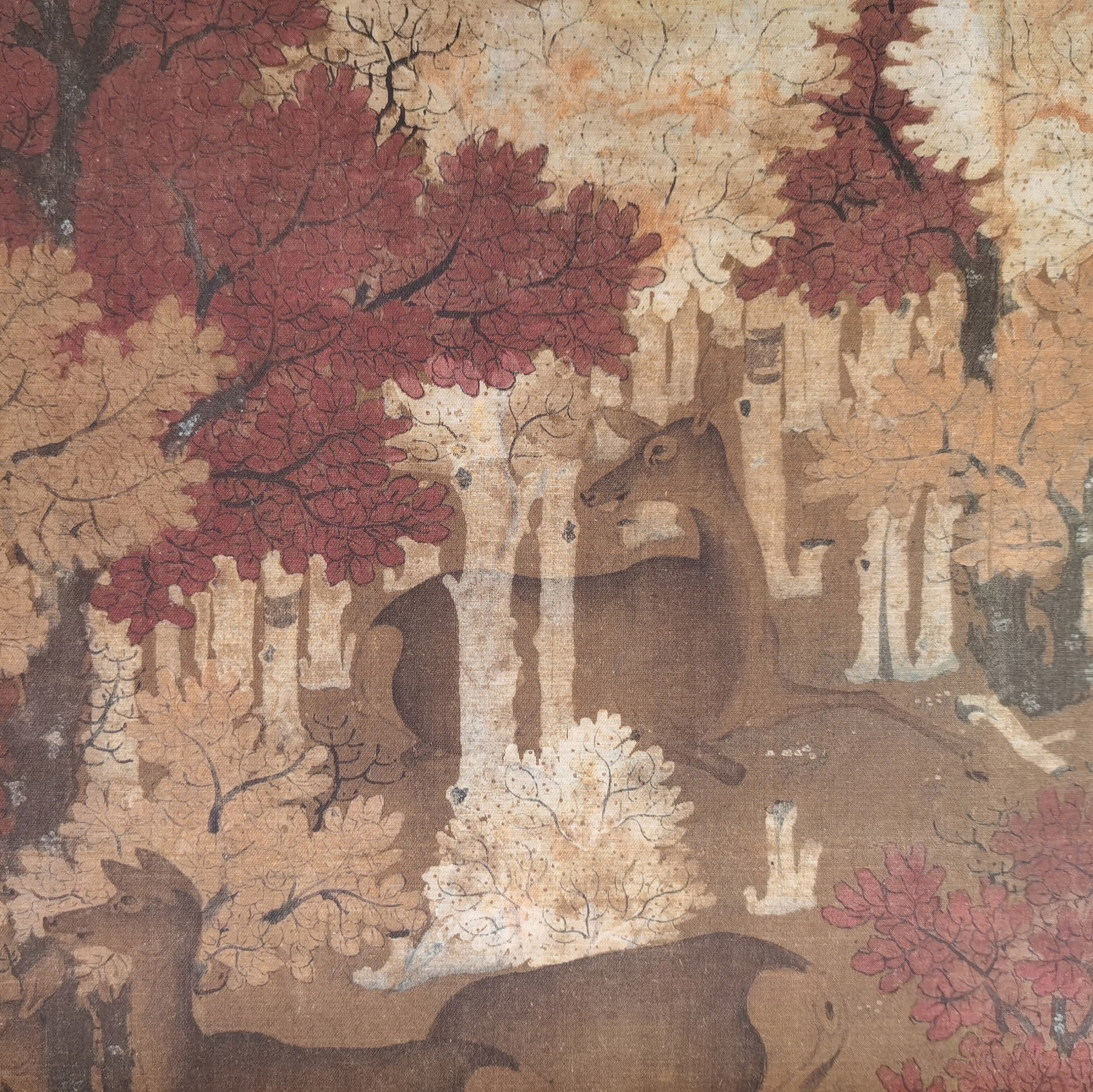 【定制书画】（辽代）佚名《丹枫呦鹿图》绢本 立轴 馆藏书画高仿复制艺术品（付款后28天内发货）