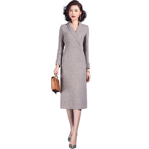 SSGS-42031驼色毛呢连衣裙 商品图3