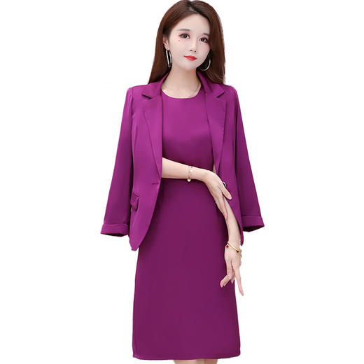 QYM-YJ-X801-Y短款西装外套职业套装连衣裙两件套 商品图4
