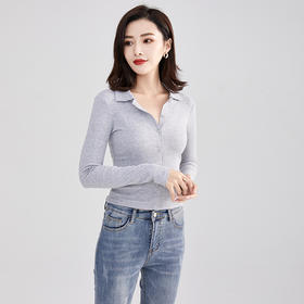 YSL-TC1007新款女装韩版气质长袖修身翻领上衣