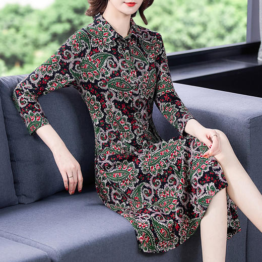 AHM-krwl7665大码七分袖中长款时尚气质优雅连衣裙 商品图2