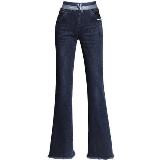 QZF-Z8612新款时尚气质高腰垂感毛边微喇牛仔裤 商品图3