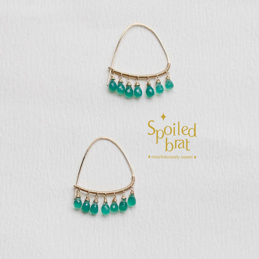 spoiledbat jewelry三角月光石/绿玉髓耳环 商品图3