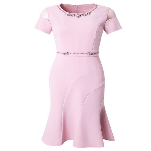 FMY-F20XL31415轻熟风连衣裙女夏装时尚气质修身钉珠中长款鱼尾裙 商品图2