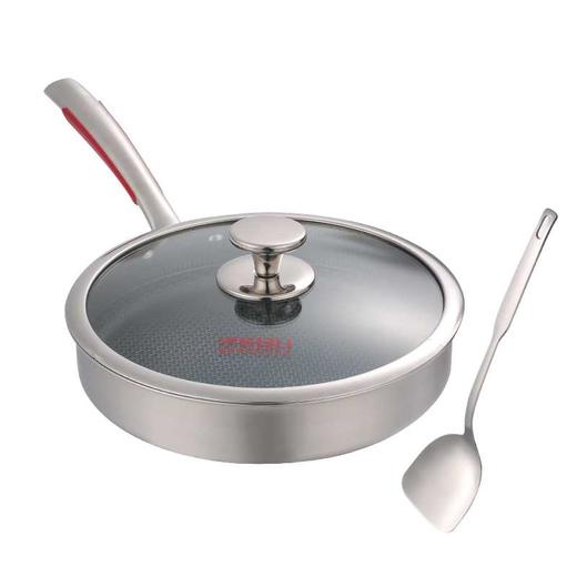 康巴赫平底煎锅不锈钢不粘锅 三 四 代316L蜂窝煎炒锅新款JQR 商品图1