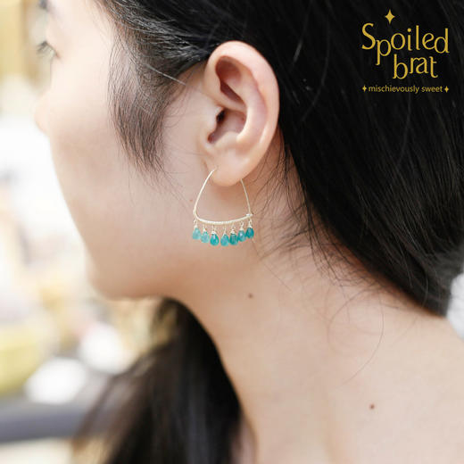 spoiledbat jewelry三角月光石/绿玉髓耳环 商品图5