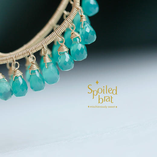 spoiledbat jewelry三角月光石/绿玉髓耳环 商品图4