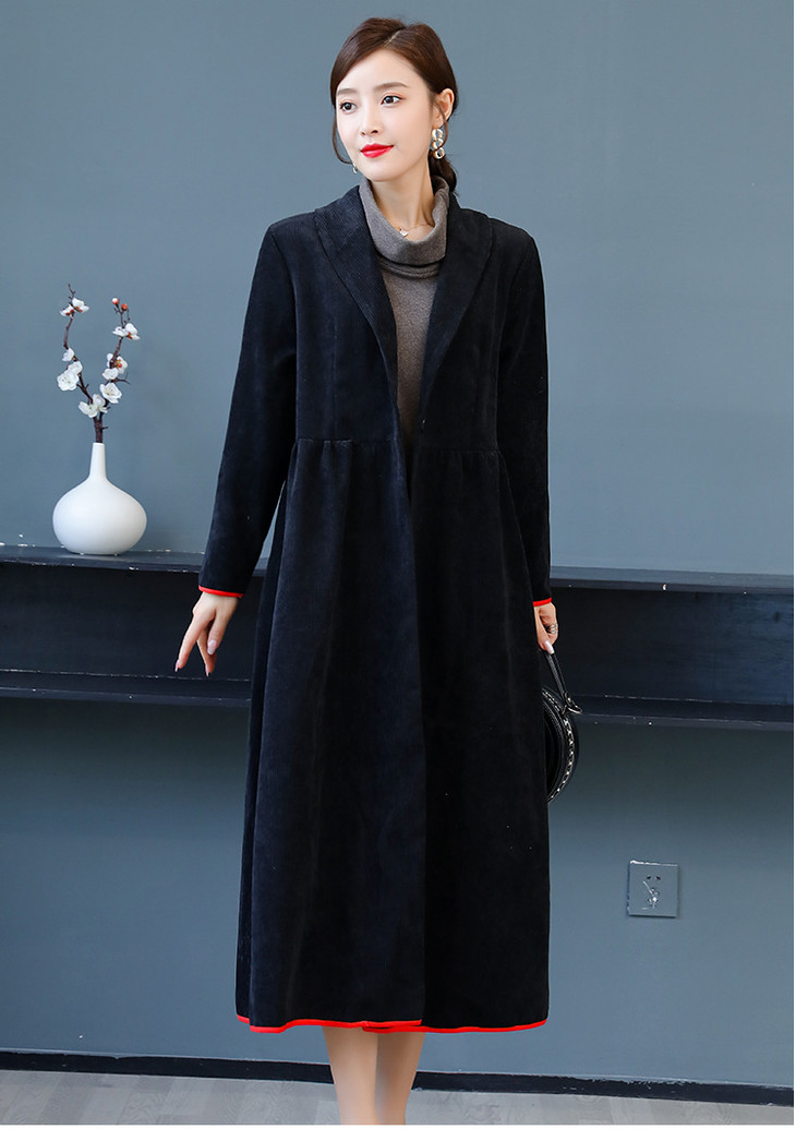 ahm xy3049雪尼尔风衣外套过膝气质外搭大衣【优】