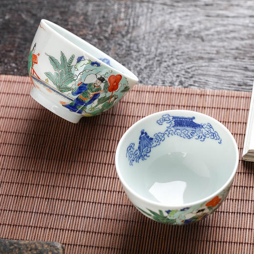 宝瓷林青花五彩加官进爵主人杯 商品图3