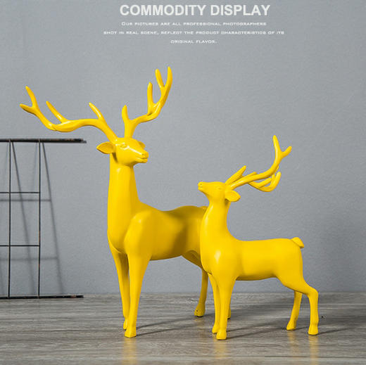 经典母子鹿 现代北欧树脂鹿摆件样板房家居客厅玄关电视柜淋色软装饰品工艺品 精品 创意 鹿 摆件 商品图1
