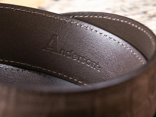 andersons麂皮鳄鱼纹手工皮带棕鳄鱼