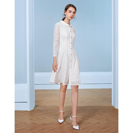 EITIE爱特爱秋季新款优雅气质蕾丝收腰百搭显瘦连衣裙女裙C2007562 商品图1