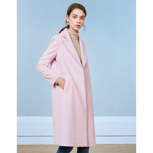 EITIE爱特爱女装秋款时尚气质翻领通勤显瘦直筒羊毛呢大衣女外套D2014507 商品图4