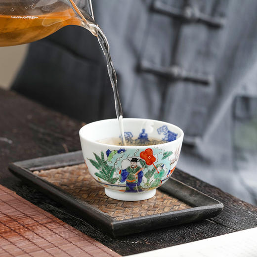 宝瓷林青花五彩加官进爵主人杯 商品图1