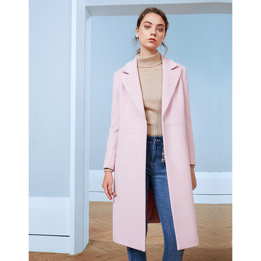 EITIE爱特爱女装秋款时尚气质翻领通勤显瘦直筒羊毛呢大衣女外套D2014507 商品图5