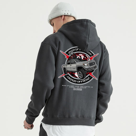 自由基地新款toyota坦途带帽套头卫衣抓绒保暖秋冬潮流帽衫NMT-1218 商品图4