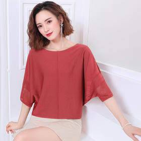 FCY-QQ57117#女装新款宽松纯色套头蝙蝠袖针织衫