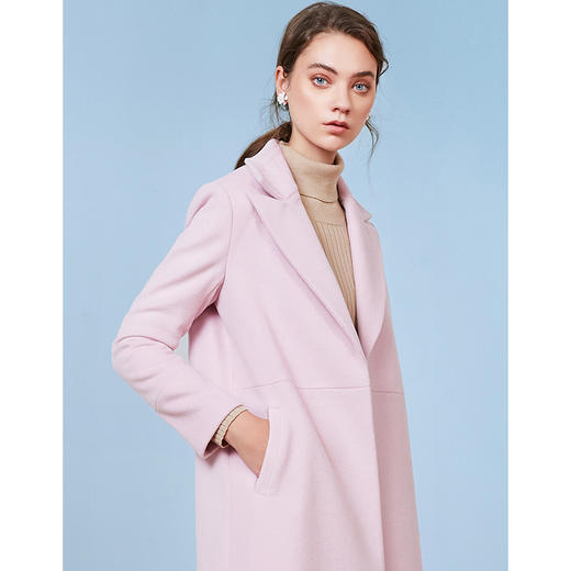 EITIE爱特爱女装秋款时尚气质翻领通勤显瘦直筒羊毛呢大衣女外套D2014507 商品图6