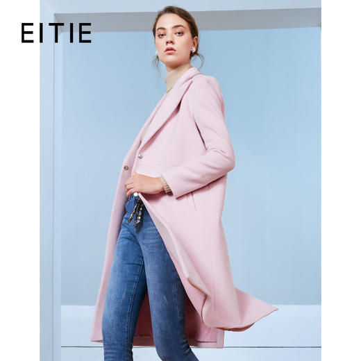 EITIE爱特爱女装秋款时尚气质翻领通勤显瘦直筒羊毛呢大衣女外套D2014507 商品图0