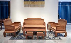 红桥红  家具严选  缅甸花梨（大果紫檀）  【弯腿 弯背素面沙发 223八件套】