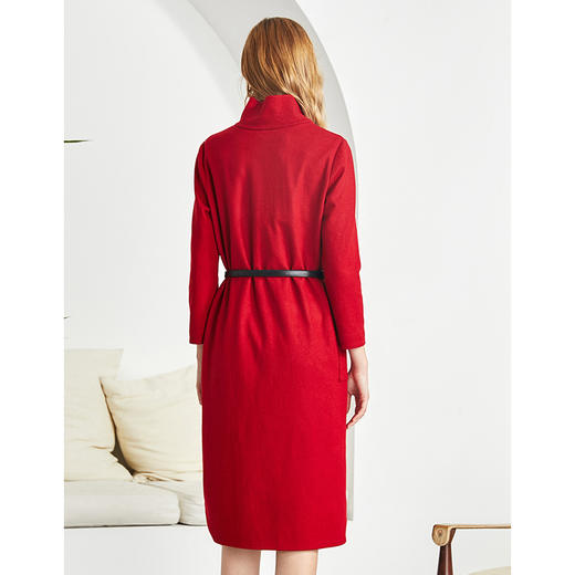 EITIE爱特爱秋季新款时尚洋气百搭H版宽松显瘦高领羊毛连衣裙D2007601 商品图3