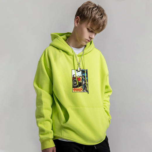 自由基地oversize大码款街头嘻哈风抓绒保暖套头连帽卫衣NMT-1216 商品图1