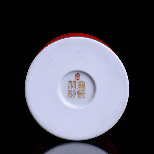 【宝】红地雕刻蓝边珐琅笔筒 商品图4
