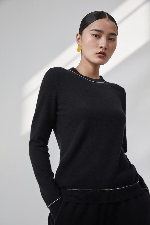  秋冬 圆领羊绒针织女套衫 SJF92W205N 商品图0