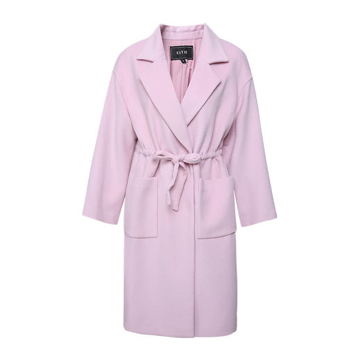 EITIE爱特爱秋季新款宽松廓形抽绳收腰翻领气质羊毛呢大衣女D2014505 商品图6