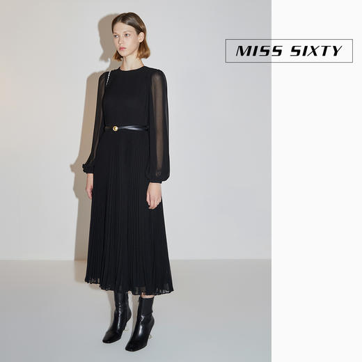 Miss Sixty2020秋季新款百褶长袖高腰雪纺连衣裙603DJ0480000 商品图2