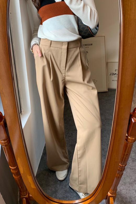 驼色拖地阔腿裤活动01