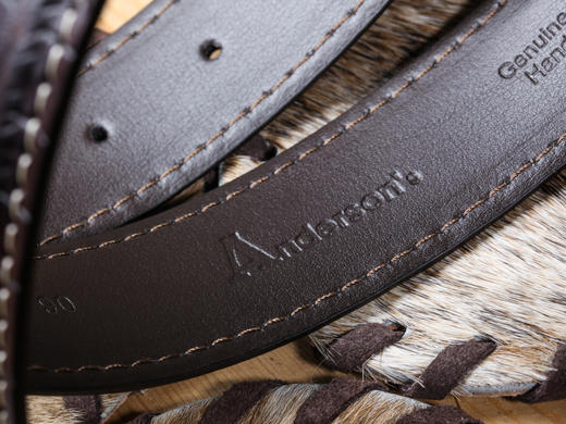 andersons男士鳄鱼纹手工皮带棕鳄鱼