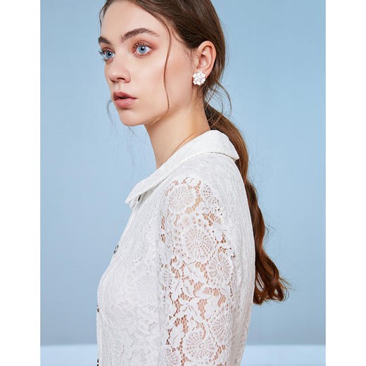 EITIE爱特爱秋季新款优雅气质蕾丝收腰百搭显瘦连衣裙女裙C2007562 商品图3