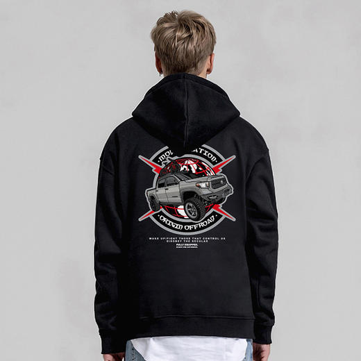 自由基地新款toyota坦途带帽套头卫衣抓绒保暖秋冬潮流帽衫NMT-1218 商品图0